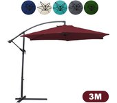 Sombrilla voladiza 3m sombrilla aluminio giratoria sombrilla jardín terraza balcón rojo