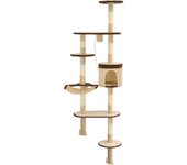 Árbol para gatos rascador nicho juguete de peluche de sisal para montaje en pared 194 cm beige y marrón 3702091