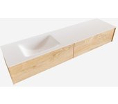 Mondiaz lush 180cm mueble de baño color washed oak con 2 cajones. con lavabo cloud izquierda 1 orificio color talc