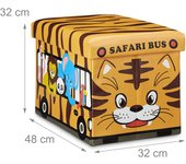Caja de juguetes de material sintético tapa de caja taburete otomano plegable para niños naranja 13_0000781_2