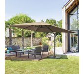 Hespéride - sombrilla colgante rectangular inclinable éléa marrón avellana - 4 x 3 m