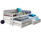 Cama henderson 122, individual con una cama supletoria-nido, gris, 90x190, 90x200, madera, somieres, 97x208x79cm