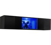 Mueble tv con led | mueble de televisión | colgante | mueble de salón | 1 puerta | 160x29x30cm | modelo krista h-160cc | negro brillo