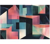 Papier peint intissé panoramique art deco géométrique 400x280 cm - colle inclus - xxl moderne papier peint pour chambre salon