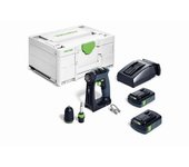 Taladro atornillador a batería cxs 18-basic - 2 x 18 v 3.0 ah baterías, cargador, systainer - festool - 576883