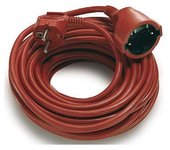 Prolongador de cable de 25 metros equipado con una base clavija 2p+t (hasta 3500w 16a 250v) 3g1,5mm color rojo