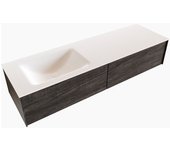 Mondiaz lush 150cm mueble de baño color dark brown con 2 cajones. con lavabo cloud izquierda sin orificios color talc