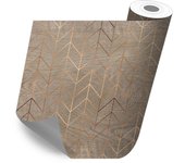 Adhesivo para muebles, armarios, pared, cocina, baños - imitación madera - madera con zigzag dorado 50x100 cm