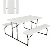 Juego de mesa de picnic plegable, mesa de camping interior y exterior para 4 personas, ideal para patio, jardín (blanco)