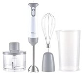 Batidora de inmersión melchioni mixxxo trio de 2 velocidades, picadora de 500 ml, vaso medidor, varillas, 400 w, gris, blanco
