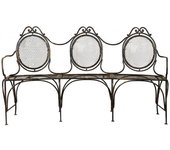 Biscottini banco de jardín hierro forjado - banco de exterior acabado envejecido - banco de 3 plazas para terrazas y balcones 176x58x102 made in italy