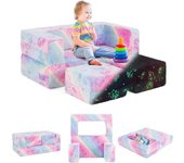 Sofá de juego para niños, sofá modular para niños con patrones que brillan en la oscuridad, funda de franela desmontable y lavable a máquina, sofá