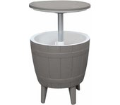 Mesa nevera para jardín de resina cosmopolitan beige gardiun capacidad 37 l 48,5x48,5x57/82 cm función 3 en 1 mesita, nevera y asiento gris