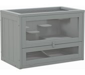 Jaula para hámster pawhut madera de abeto gris 60x35x42 cm d51-024v00gy