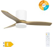 Ventilador con 3 aspas de techo con luz ø106 cm blanco/haya motor dc