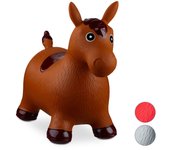 Relaxdays saltador hinchable caballo para niños hasta 50 kg sin bpa, plástico, marrón, 48 x 26 x 58 cm