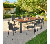Hespéride - mesa de jardín extensible paradize nogal y grafito 12 plazas de aluminio y acacia