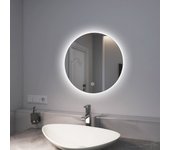Emke espejo de baño led redondo con retroiluminación sin marco interruptor táctil - diámetro 50cm | luz blanca fría