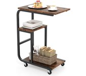 Mesa auxiliar para portátil en forma de c con ruedas, mesa de centro de 3 niveles, diseño industrial, mesa de centro