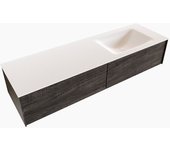 Mondiaz lush 150cm mueble de baño color dark brown con 2 cajones. con lavabo cloud derecho sin orificios color talc