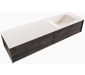 Mondiaz lush 150cm mueble de baño color dark brown con 2 cajones. con lavabo cloud derecho 1 orificio color talc