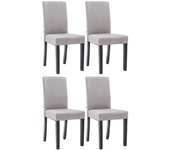 Juego de 4 sillas de comedor de diseño clásico en tela gris claro y patas de madera negra 10_0001774