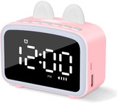 Reloj despertador lcd con luz nocturna, altavoz bluetooth incorporado, termómetro, radio, soporte de smartphone. batería recargable.