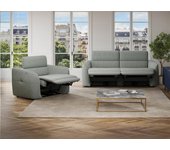Sofá de 3 plazas y sillón reclinable eléctrico de tela gris jaspeado ozarto