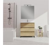 Conjunto de baño wink | 90 cm nature | tres cajones | lavabo encastrado | no incluye espejo | mueble montado | alday