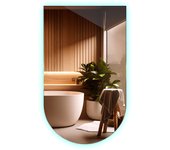 Espejo semi-oval irregular 60x100 cm led para maquillaje de baño - luz fría