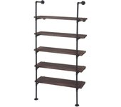 Estantería librería de diseño industrial 165x80x28cm en madera marrón y metal 04_0005394