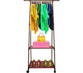 Perchero burro majestic nyana home 160x55x42 cm 3 baldas, 1 barra superior marrón
