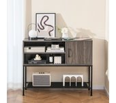 Aparador buffet mesa consola estantes vinos almacenamiento marco metal gris