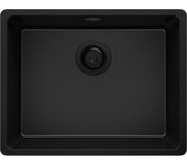 Primagran fregadero bajo encimera todo negro 56x44cm, fregadero cocina 1 seno + sifón, fregadero granito al mueble 60cm - venecia easy