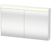 Armario con espejo duravit brioso 102,0 x 14,8 cm con iluminación led, 2 puertas de espejo, br710301818, color: decoración blanco mate, mango blanco