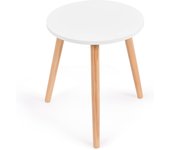 Mesa auxiliar redonda, mesa de centro multifuncional con patas de madera de pino, pequeña mesa de sofá con almohadilla antideslizante para los pies,