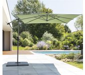 Hespéride - sombrilla colgante cuadrada manoa verde oliva - 2.5 x 2.5 m