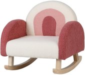 Silla mecedora infantil, sillón de terciopelo de peluche con patas de madera maciza, bonita mecedora acolchada para habitación infantil, sala de juego