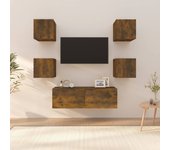 Vidaxl juego de muebles de pared para tv contrachapado roble ahumado