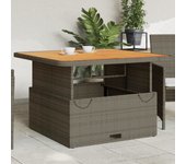 Vidaxl mesa de jardín ratán pe y madera acacia gris 110x110x71 cm