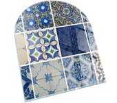 Placa de cristal para chimenea, zócalo protector de chimenea, diseño moderno | 80x70 | rectángulo | patrones de azulejos de cerámica