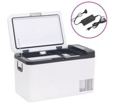 Vidaxl nevera con asa y adaptador pp y pe negro y blanco 25 l