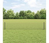 Vidaxl cerco de alambre soldado con 11 poste u gris 0.4 x 25 m acero