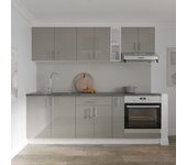 Set cocina haaus karo v14, gris brillante/blanco, mdf, encimera thermo 28 mm, l 220 cm