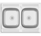 Fregadero de cocina de dos senos 800x600x155 mm acero inoxidable plateado 02_0002430