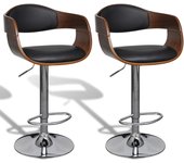 Juego de dos taburetes de bar de diseño con asiento y respaldo de piel sintética negra 1202186