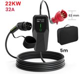 Cargador para eléctrico coche 22 kw – 32a – tipo 2 – trifásico – cable 5m – compatible tesla, audi, bmw