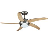 2*e27 ventilador de techo led con motor 60w ac con mando a distancia 5 palas (mdf chiare)