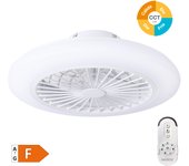 Ventilador techo dc con luz cct regulable y mando ø50 8 aspas blanco
