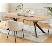 Mesa de comedor extensible 4 a 8 comensales de mdf y acero - natural y negro - komoni